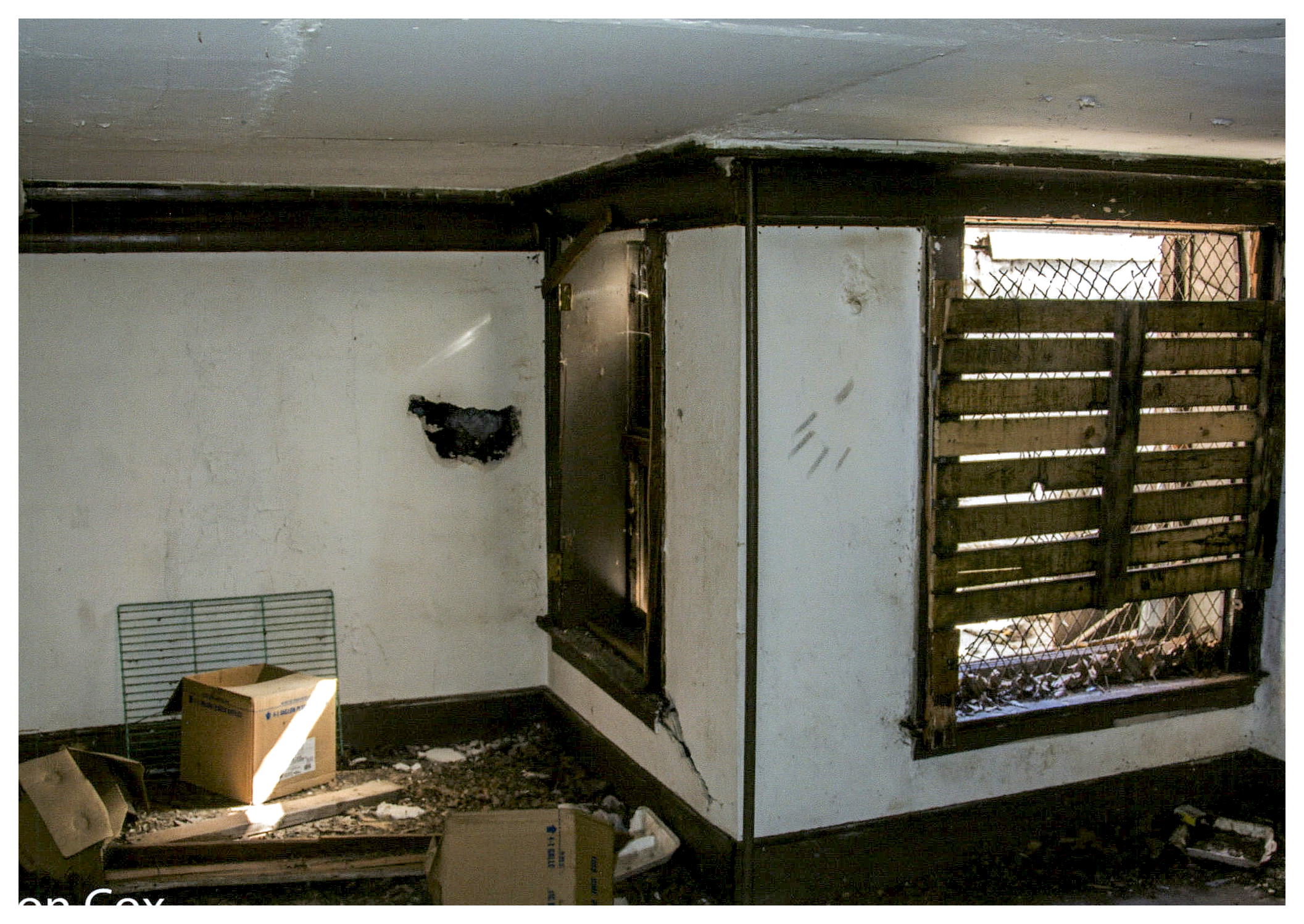 Before: view of the unused retail space before construction.